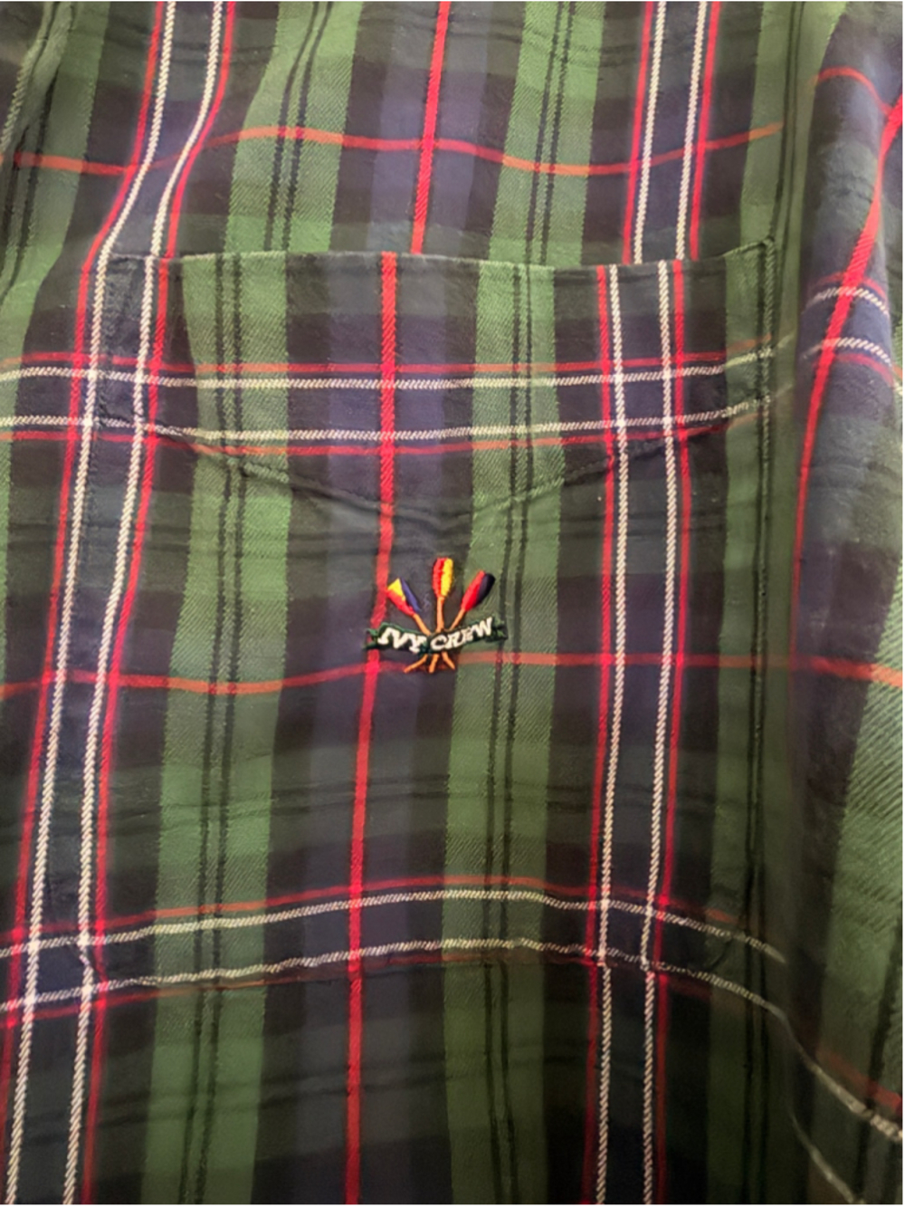 Men's Ivy Crew Plaid Casual Button Down Shirt Green Blue XL